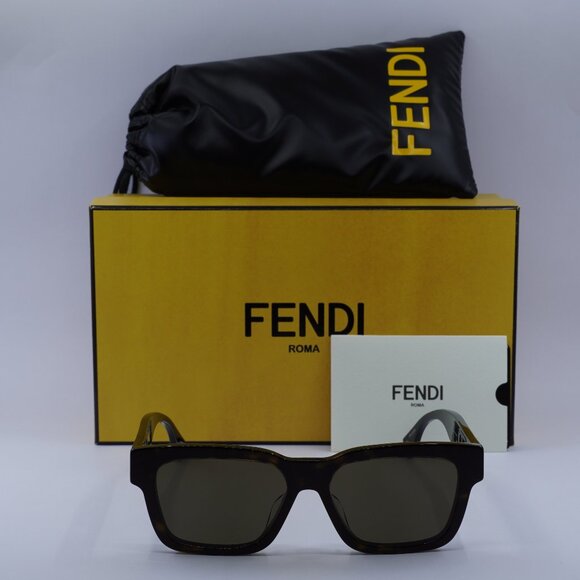 Fendi FE40107F 52E Square Sunglasses - Dark Havana\Brown - Picture 2 of 9